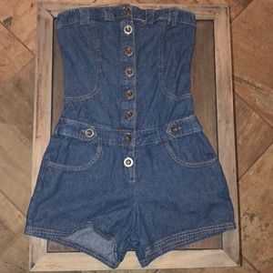 Denim Strapless Romper